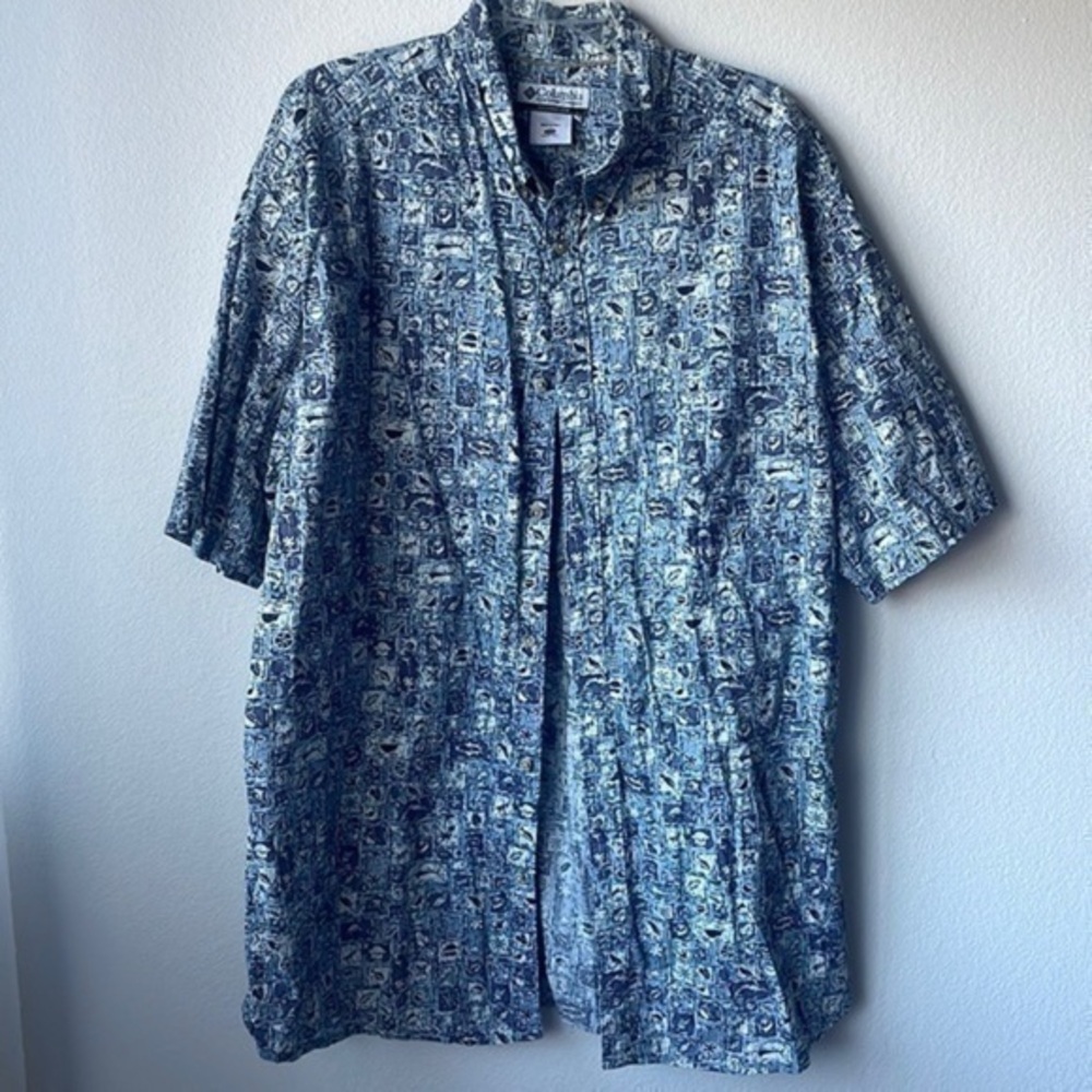 Columbia shirt men’s size 2 XL short sleeve cotton shades of blue
